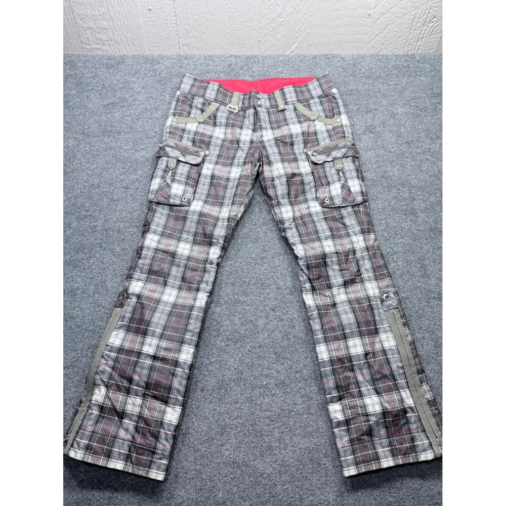 Bogner Fire + Ice Womens Grey Plaid Cargo Snow Ski Pants Size 12 US L 1860-163